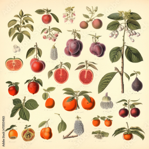 vintage botanical drawings of plants and fruit --v 5.2 Job ID: ffa731e3-19b3-45b1-8539-d503792ed6ea
