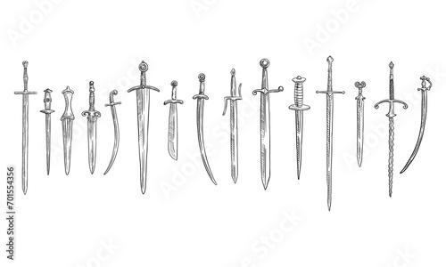 medieval sword handdrawn collection