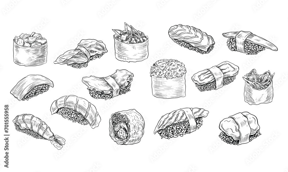 sushi handdrawn collection sushi handdrawn collection
