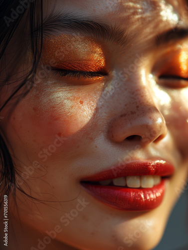 portrait of an asian girl with vibrant makeup