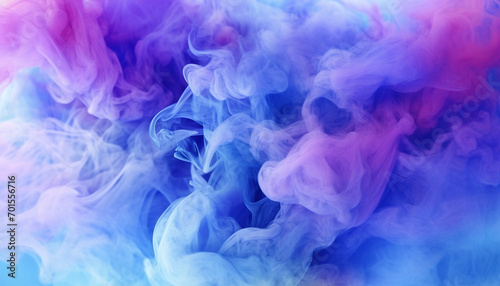Vibrantly colored smoke clouds, Intense and varied smoke in blue and purple