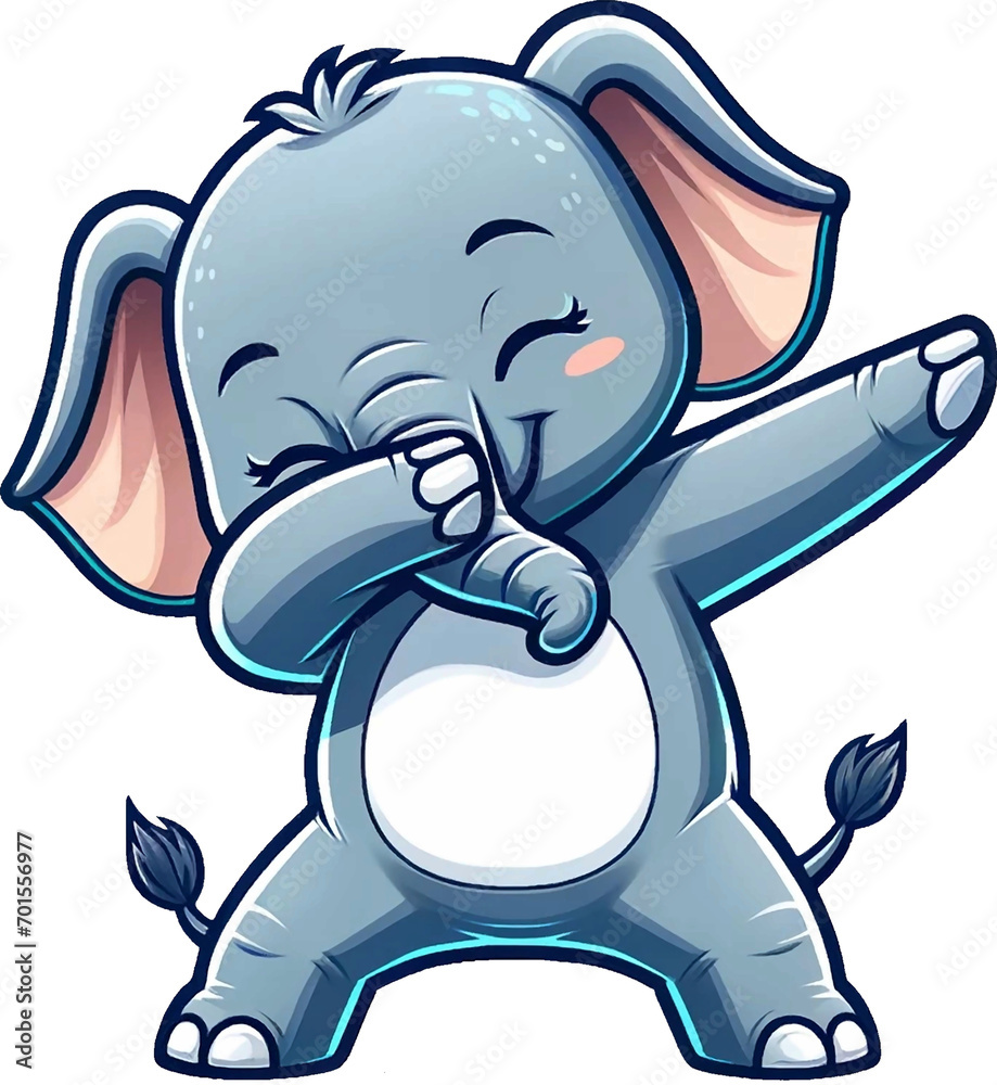 Obraz premium Elephant Dabbing Dance PNG. You will be able to create your own poster, t-shirts, cards, greeting cards, stickers, mugs, pillows, scrapbooks, postcards, vinyl decals, artwork, DIY projects and more.