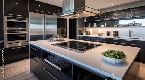 Beautiful modern kitchen in a luxury apartment. © kardaska