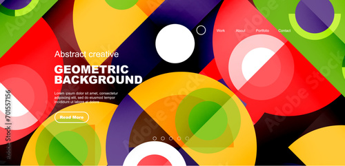 Simple circles and round elements pattern. Minimalist design geometric landing page. Creative concept for business, technology, science or print design