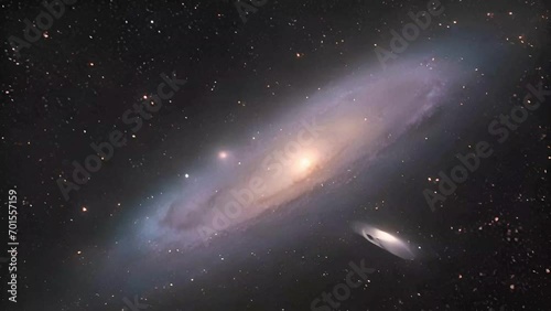 この星雲の中心部分から放出される強い光が、ゆっくりと周囲の宇宙空間に広がる4K動画GenerativeAI photo