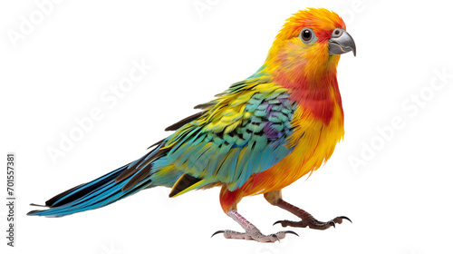 A vibrant parrot stands out against the darkness of a black background, its striking feathers and sharp beak embodying the beauty and wildness of nature © Daniel