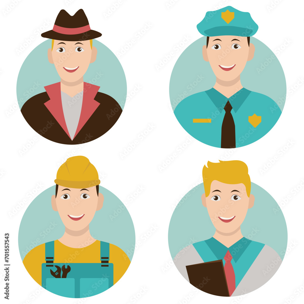 Collection of Profession Avatar Illustration. With Flat Cartoon Design. Isolated Vector Icon.