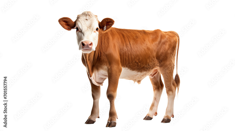 A majestic dairy cow stands proudly against a dark canvas, her gentle snout and sturdy frame embodying the essence of the bovine species A majestic dairy cow stands proudly against a dark canvas, her gentle snout and sturdy frame embodying the essence of the bovine species