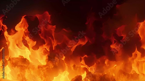 激しい炎と火花が暗闇を照らす様子GenerativeAI photo