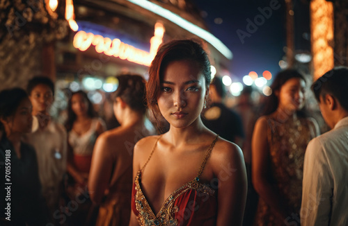 young asian woman in a bar ...
