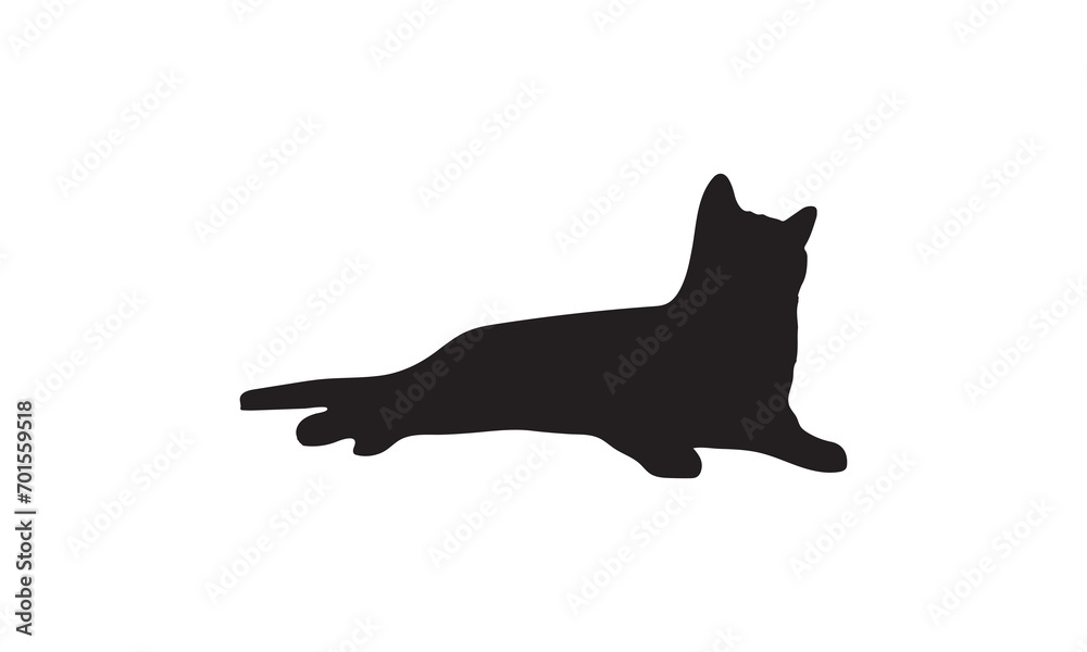 Cat Vector isolated silhouette - on white background,Instant Digital Download.