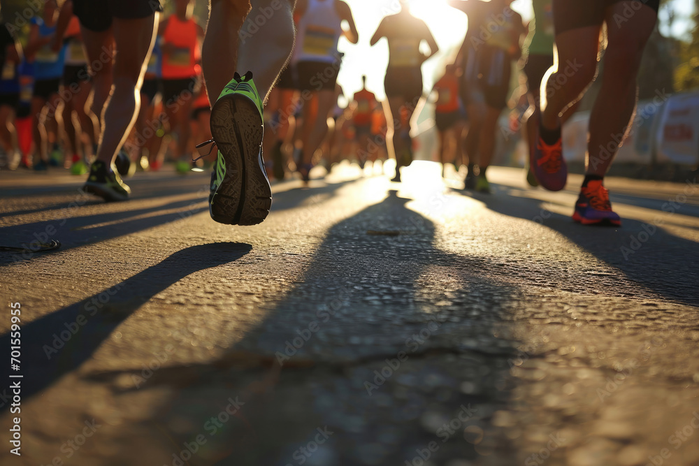 Obraz na płótnie A group of people running in a marathon w salonie