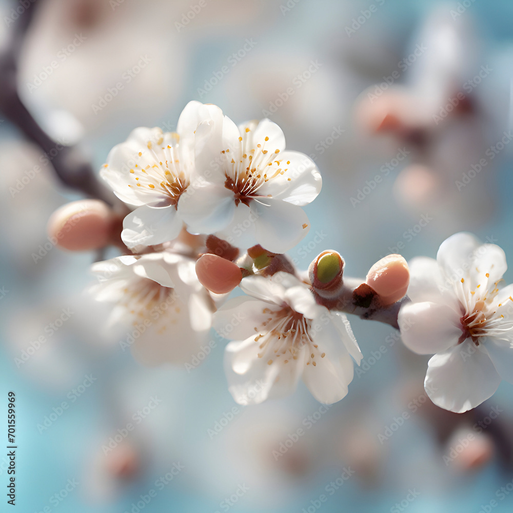 Branches of blossoming apricot.