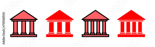 Bank icon set illustration. Bank sign and symbol, museum, university