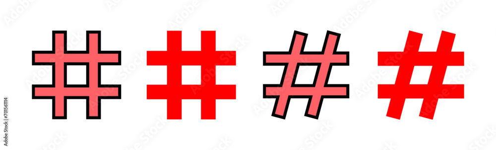 Obraz premium Hashtag icon set illustration. hashtag sign and symbol