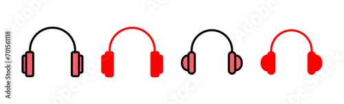 Headphone icon set illustration. Headphone sign and symbol