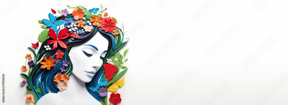 Happy International Woman Day Papercraft Style with Copyspace. Concept of Gender Equality, Woman in Leadership and Empowerment, Woman Rights. Happy International Woman Day Papercraft Style with Copyspace. Concept of Gender Equality, Woman in Leadership and Empowerment, Woman Rights.