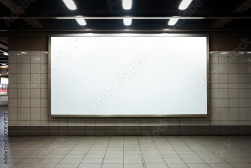 Empty white Blank Billboard or Advertising Poster in a City and Roadside Perfect Space for Promoting Your Brand Products.by Generative AI © chartchai