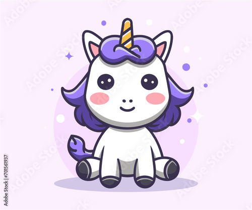 vector cute unicorns illustration, cartoon flat isolated