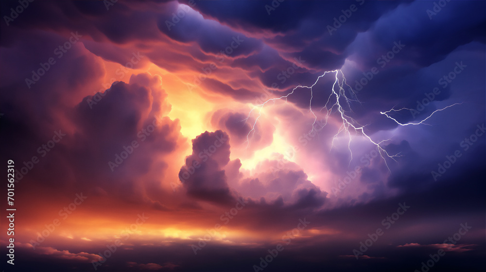 Obraz premium sunset with dramatic clouds over the ocean