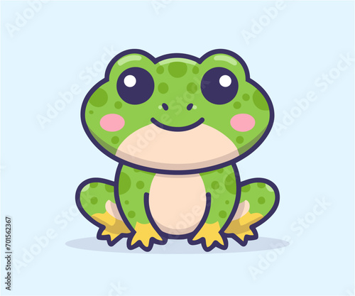 vector cute frog illustration, cartoon flat isolated