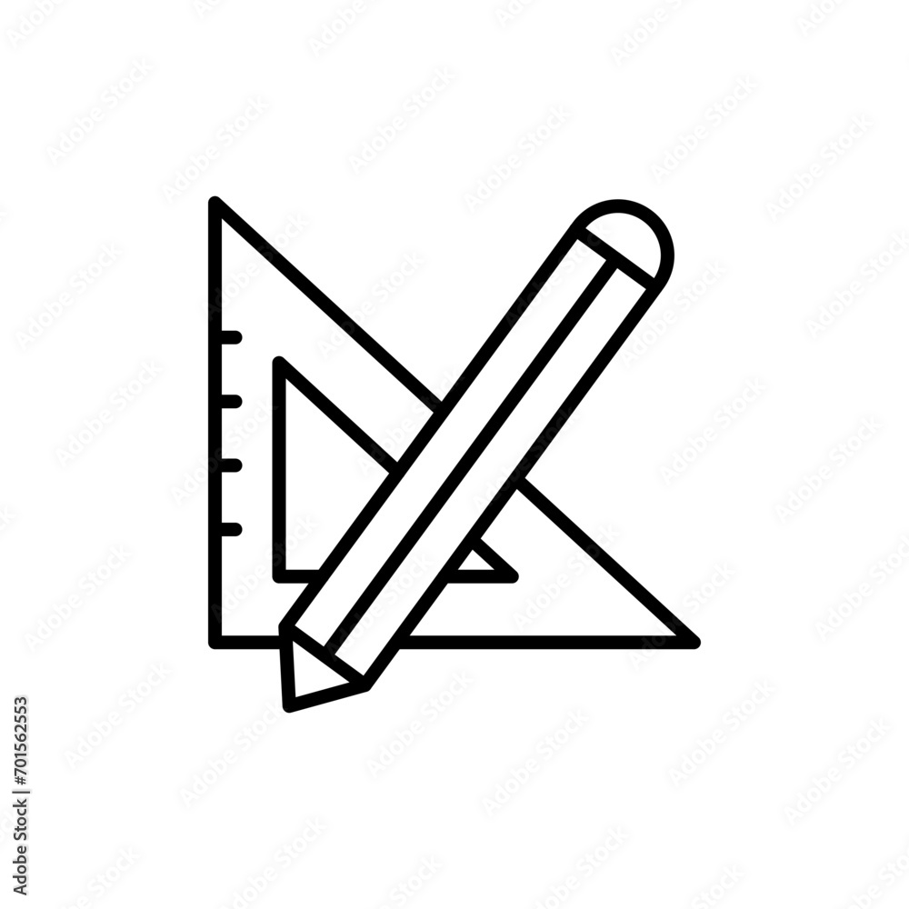 Pencil and ruler outline icons, minimalist vector illustration ,simple transparent graphic element .Isolated on white background Pencil and ruler outline icons, minimalist vector illustration ,simple transparent graphic element .Isolated on white background
