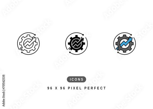 Productive Icon. Effective Product Increase Pictogram Graphic Illustration. Isolated Simple Line Icon For Infographic, App and Web Button.