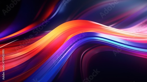 Colorful motion elements with neon led illumination. Abstract futuristic background. Generative Ai