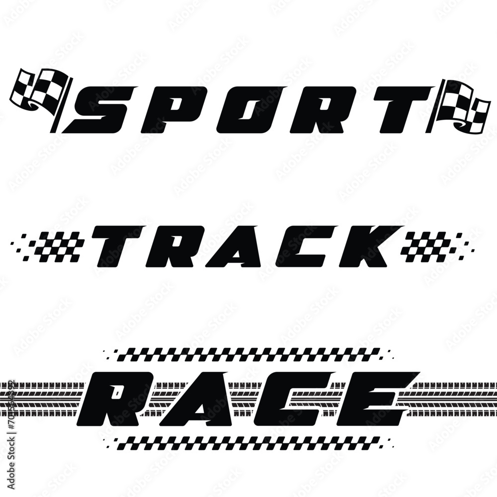 Obraz premium Sport race text flags