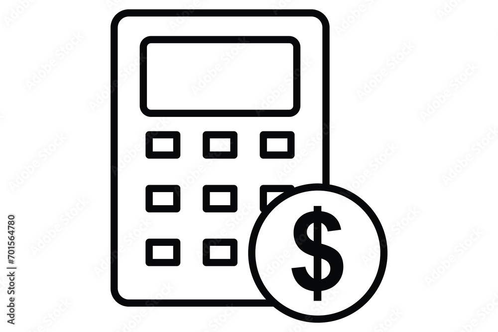 financial calculations icon. calculator with dollar. icon related to finance. line icon style. element illustration financial calculations icon. calculator with dollar. icon related to finance. line icon style. element illustration