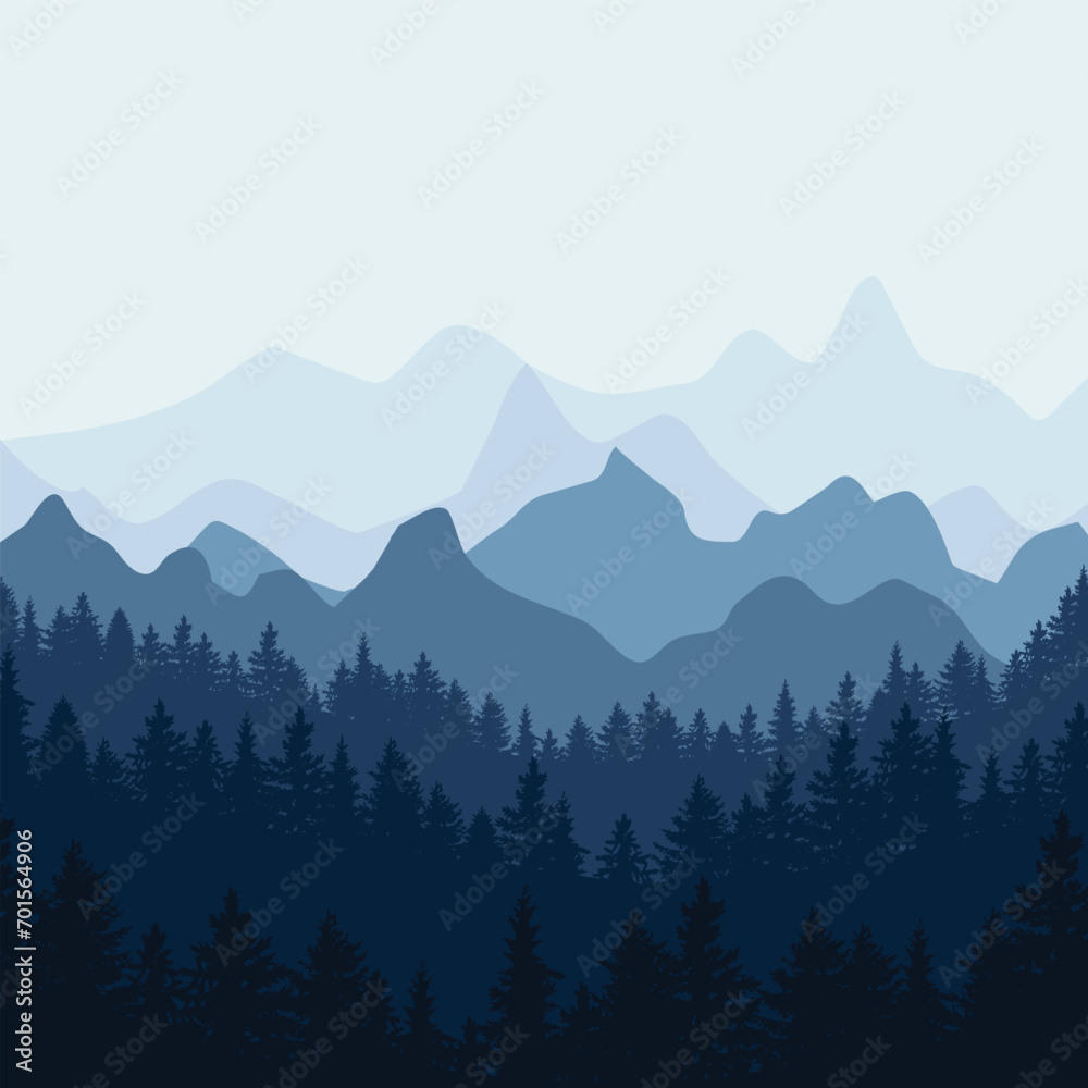 Forest trees mountains background