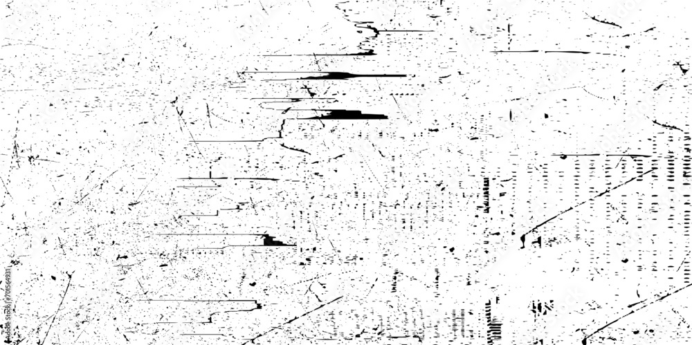Obraz premium Black and white mottled seamless pattern. Small grunge sprinkles, particles, dust and spots texture. Noise grain repeating background. Overlay random grit wallpaper. Vector illustration