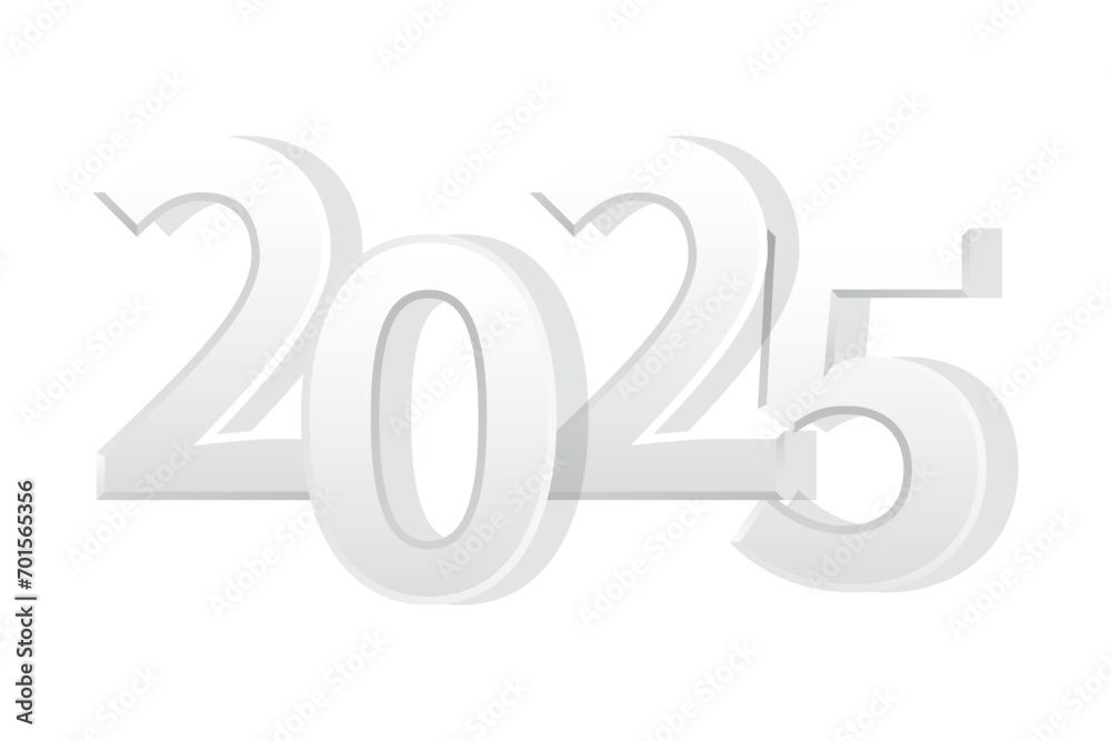 2025 silver metallic numbers with 3d effect. Vector numbers icon for new year. 2025 silver metallic numbers with 3d effect. Vector numbers icon for new year.