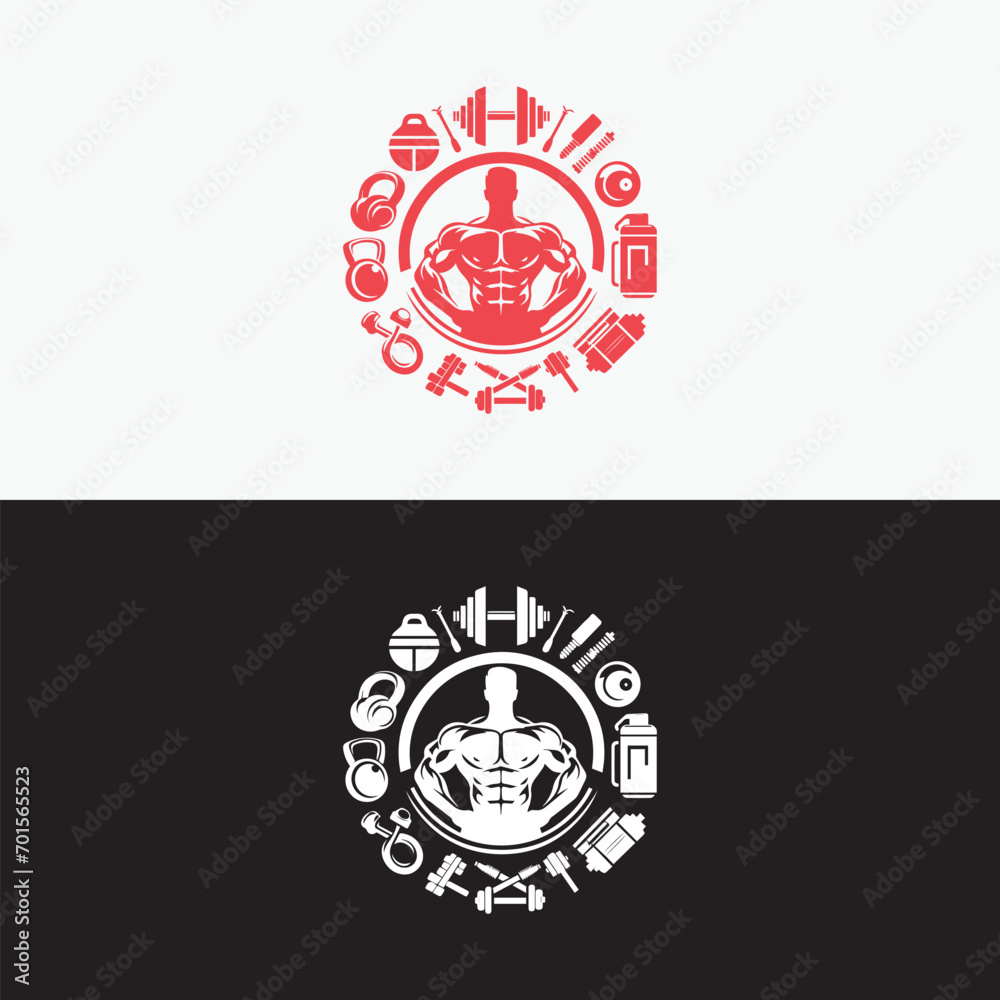 Naklejka premium Gym logo,workout logo,dumbell logo,crossfit logo,fitness logo template