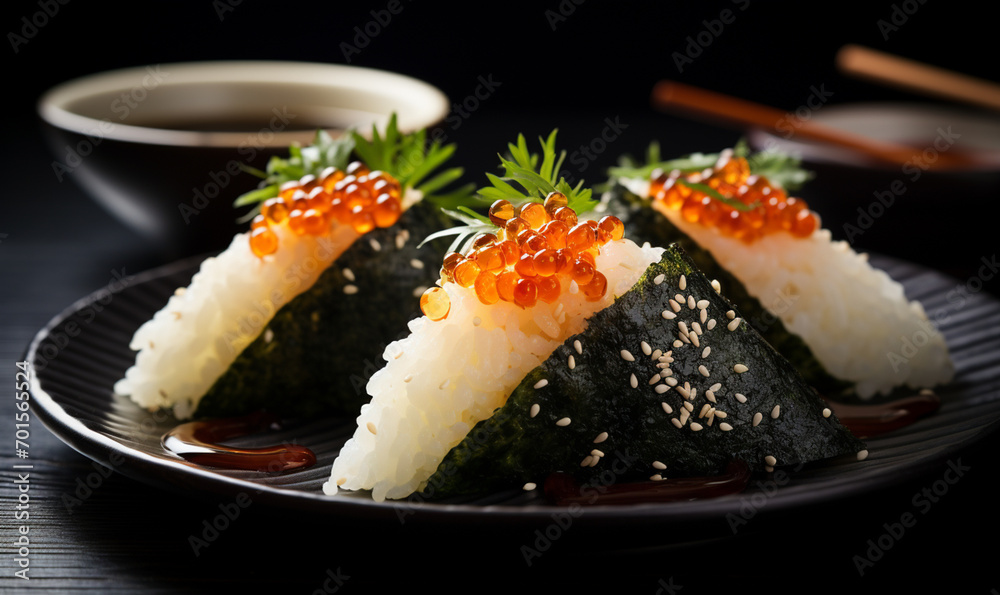 Japanese rice ball. Onigiri with Nori. Japanese rice ball. Onigiri with Nori.