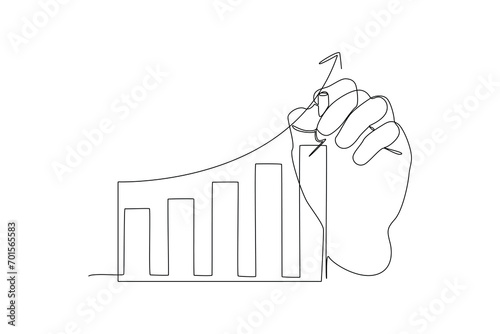 One continuous line drawing of Business performance analysis, benchmark metrics audit concept. Doodle vector illustration in simple linear style.