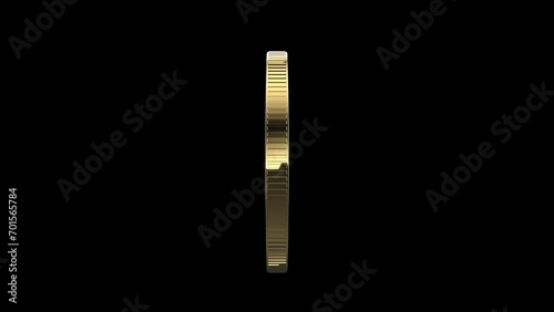 3D rendered gold crypto currency bitcoin 360 rotation loop video with alpha background. transparent background (ID: 701565784)