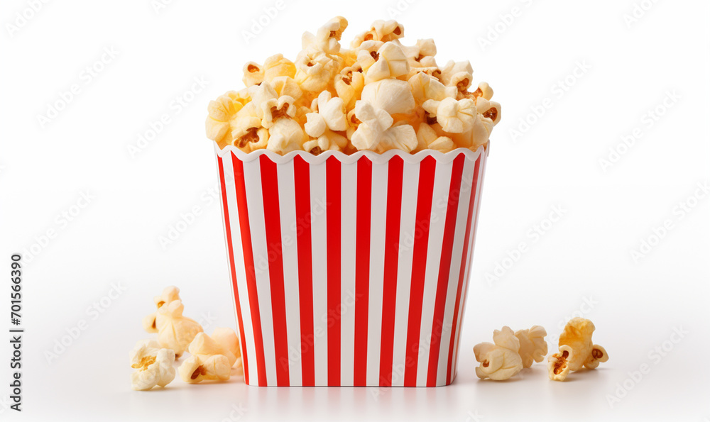 Popcorn basket isolated in white background.