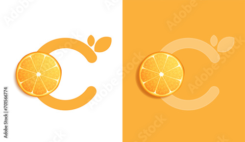 Orange fruits sliced top view on orange background. design for packaging presentation, advertising, cosmetic product display background. vitamin C nature. vector design.