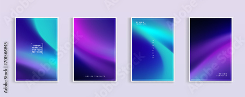 Set of covers design templates with vibrant northern lights gradient background. trendy modern design. applicable for landing pages, covers, brochures, flyers, presentations, banners. Vector design. photo