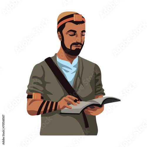 jewish tefillin man with torah