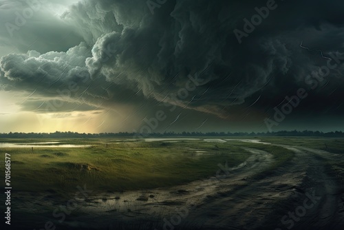Prairie Storm Clouds ominous weather Saskatchewan Canada rural United States, AI Generated