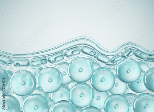 saggy skin layer and skin cells, 3D rendering. photo