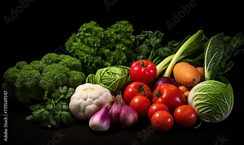 Fresh colourful organic vegetables with copy space.