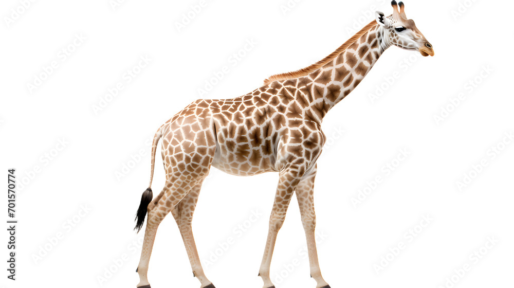 Graceful giraffe stands tall against a dark canvas, showcasing the beauty and majesty of this magnificent terrestrial mammal