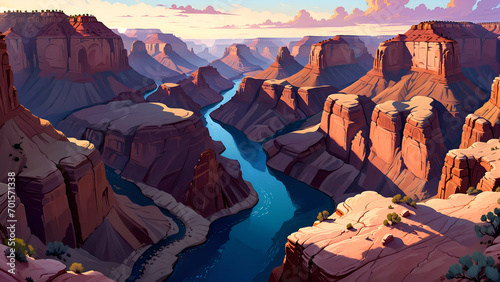 Canyon landscape in the style of colorful 20s 30s animation © Elliot