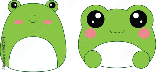 Cute Frogs Squishmallow Illustration. Animal clipart to create worksheets or game for children