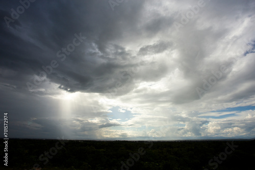 Storm clouds with the rain. Nature Environment Dark huge cloud sky black stormy cloud © freedom_naruk