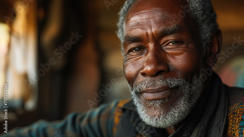 Senior African American Man at Home Portrait Senior man smiling looking at camera