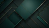 Dark green abstract background with gold lines and shadow. Geometric shape overlap layers. Transparent squares. Modern luxury rounded squares graphic pattern banner template design. Generative Ai
